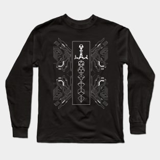 Futuristic Minimalist Polyhedral Dice Sword Long Sleeve T-Shirt